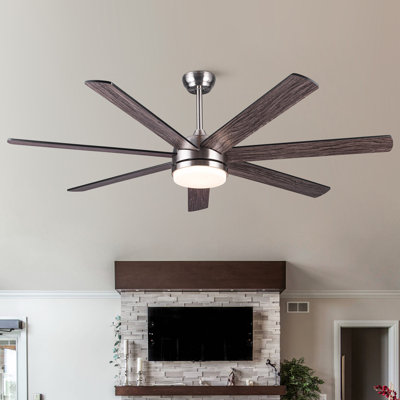 62 In. Integrated LED Brushed Nickel Plywood Smart Ceiling Fan With Remote Control