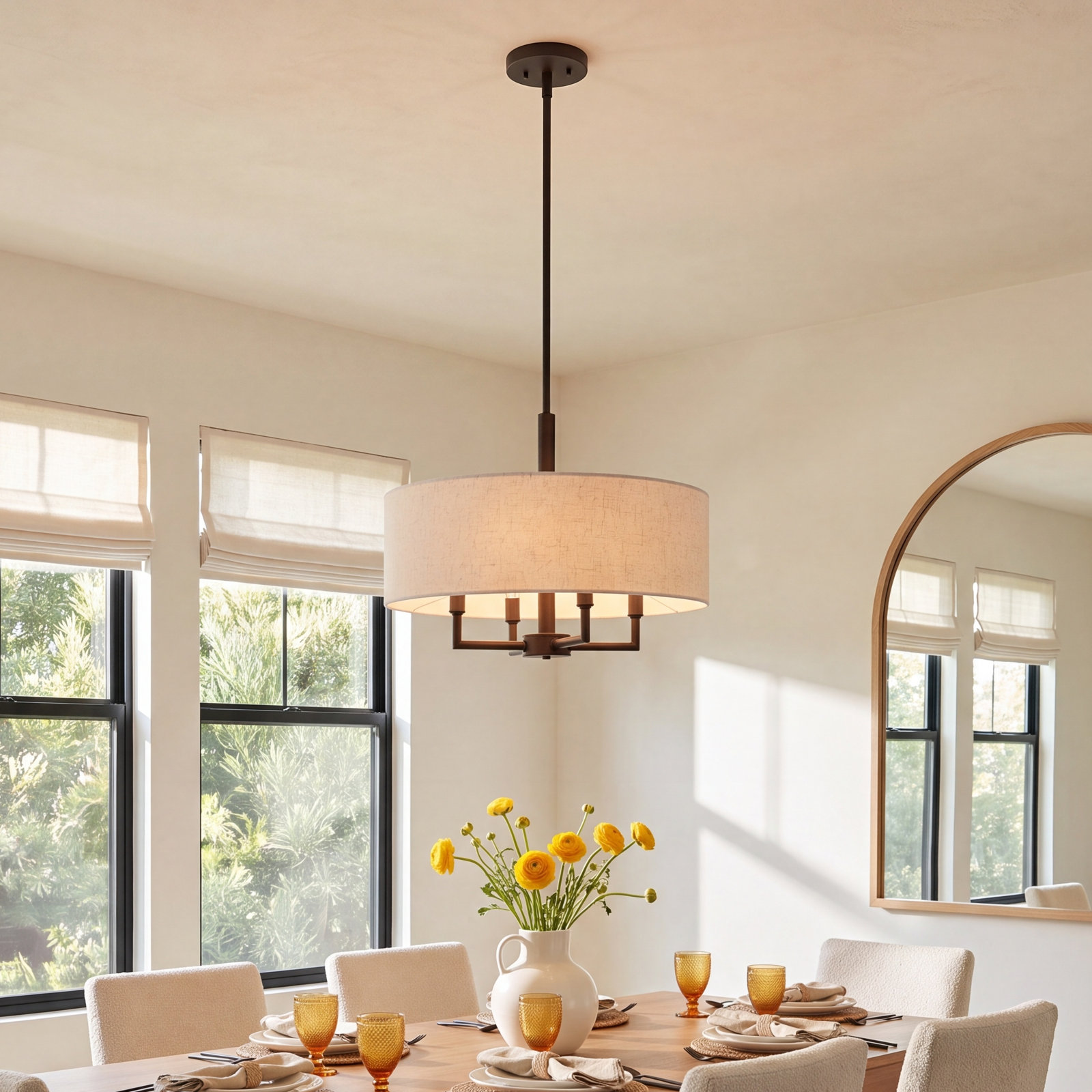 Flaire 4-Light Chandelier, Antique Brass