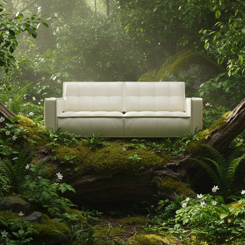 Canapé en cuir véritable 95 "avec structure en bois massif, conception moderne capitonnée, sièges spacieux