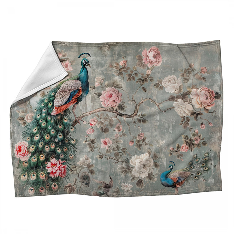 Jeté en molleton Peacock - Jetés d'oiseaux pour canapés ou lits, 60 po x 80 po