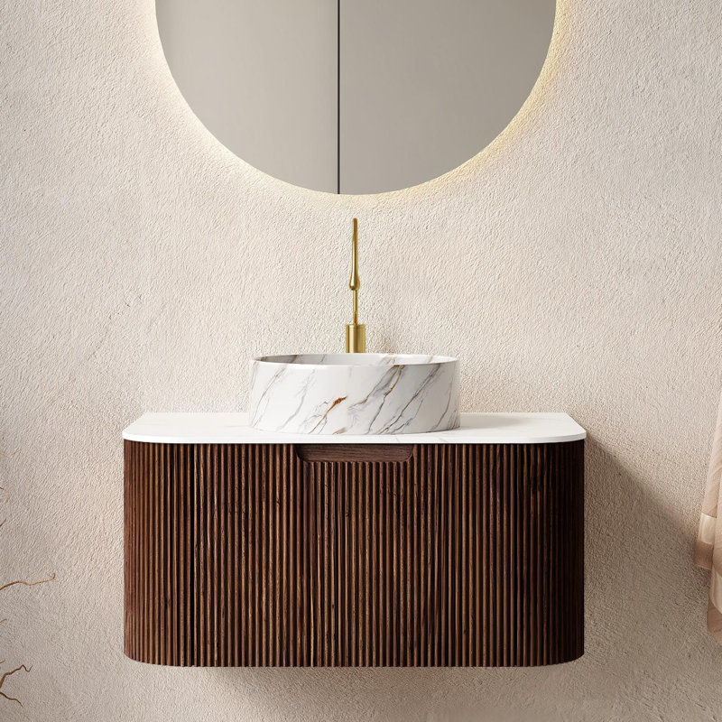 Ensemble de meuble-lavabo mural 30 po Echoe, Noyer