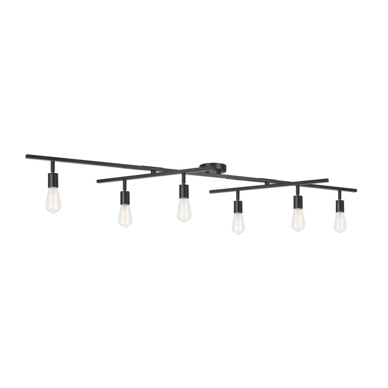 Nina 6-Light Matte Black Double Centre Swivel Track Lighting with Pivoting Track Heads