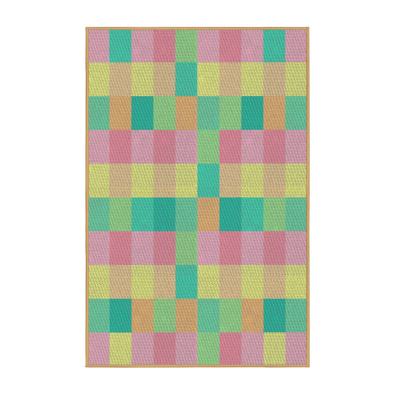 Tapis vert/jaune/rose à motifs Izaguirre, Rectangle 5 pi x 7 pi