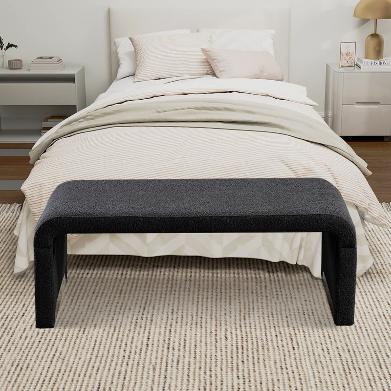 Randlett Polyester Blend Upholstered Bench, Black