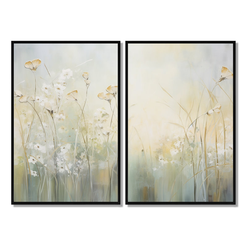 Maiwenn - Art mural moderne sur toile 2 pièces, Noir, H 36 po x l 48 po, Impression encadrée flottante