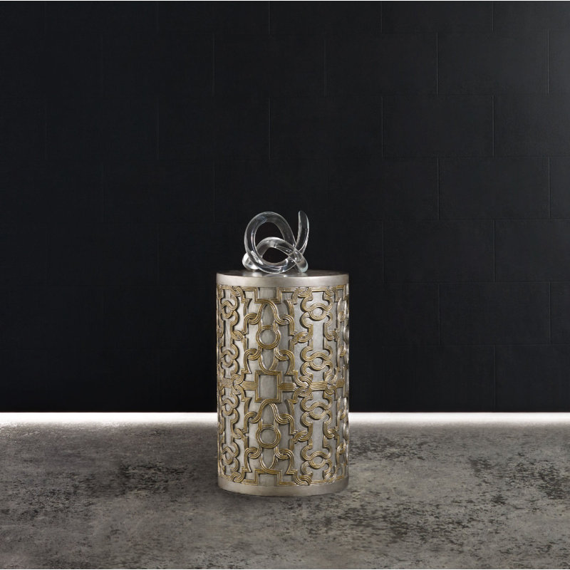 Melange Gia Drum Table, Gold/Silver