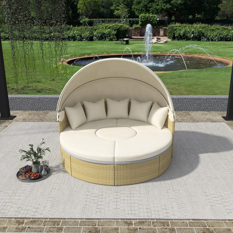 Ensemble de canapé modulaire d'extérieur rond Patio Furniture, Beige, Jaune