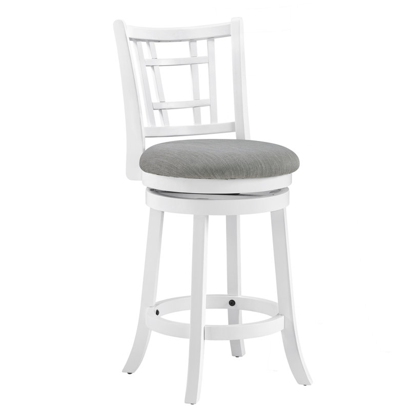 24" Swivel Stool -, Gray Seat/White Frame