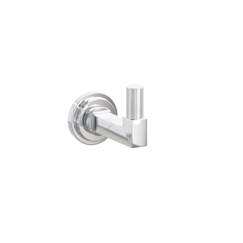 Emtek Select Single Hook w/ Step Disc Rosette, Square Stem & Knurled Tip, Polished Chrome