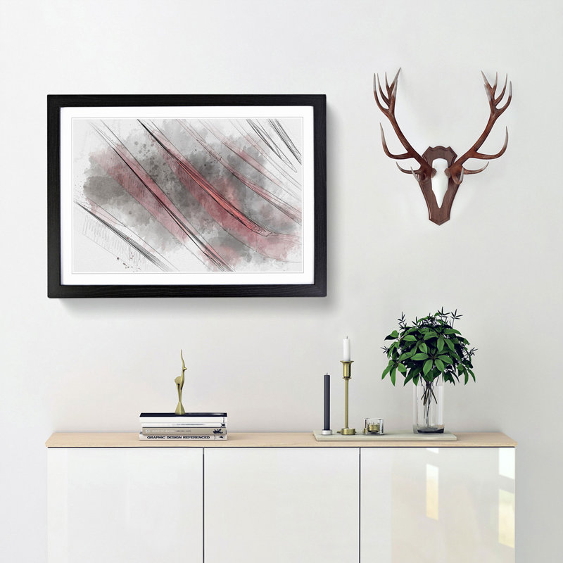 Architecture Sketch Vol.26 in Abstract - Picture Frame Graphic Art Print, 62cm H x 87cm W x 2cm D, Black Framed