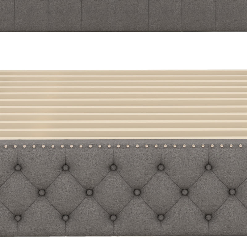 Broida Upholstered Panel Bed, Gray