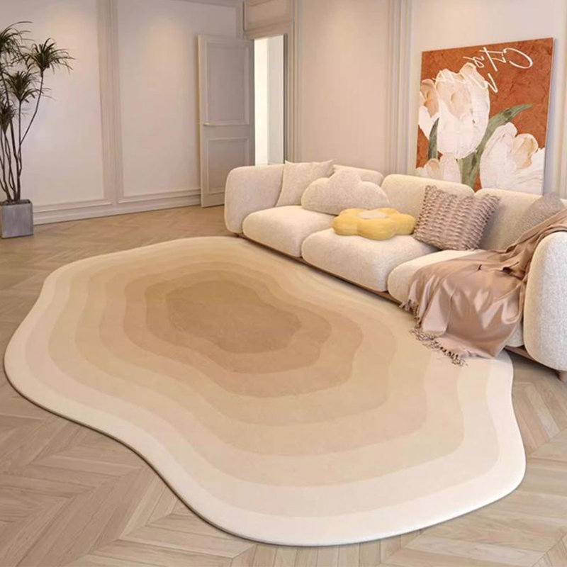 Tapis moderne abstrait, tapis à dégradé irrégulier pour le salon, tapis de chevet en forme de nuage, grand espace lavable antidérapant pour la cuisine du dortoir de l'entrée de la chambre à coucher, champagne