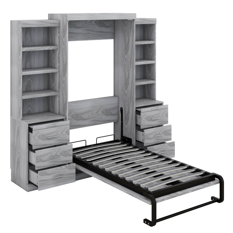 Lit escamotable avec rangement Josa, Double