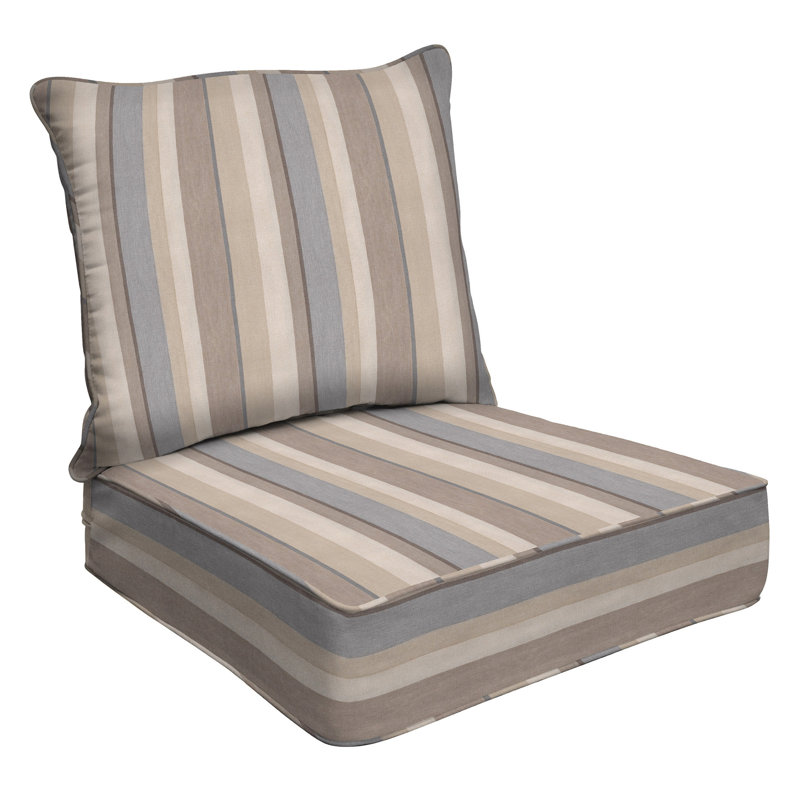 Outdoor Deep Seating Cushion Set – Comfortable, Durable, Weather-Resistant Design - Basics by Wayfair™, Khaki Stripe