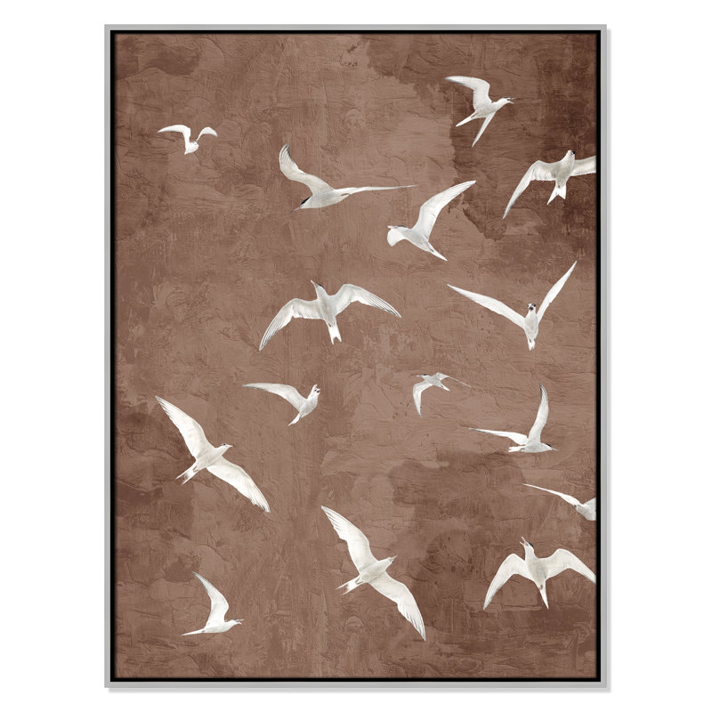 «Flight Brown Print» par Kimberly Allen, L 31,5 po x H 41,5 po, Flottant argenté