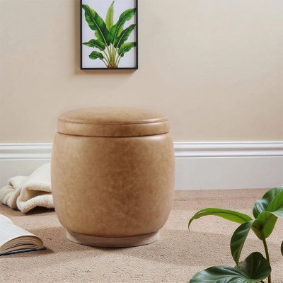 Round Rigsby with Storage, Modern Foot Stool, Upholstered Small Pouf Ottoman for Living Room Bedroom Footrest Bench Seat