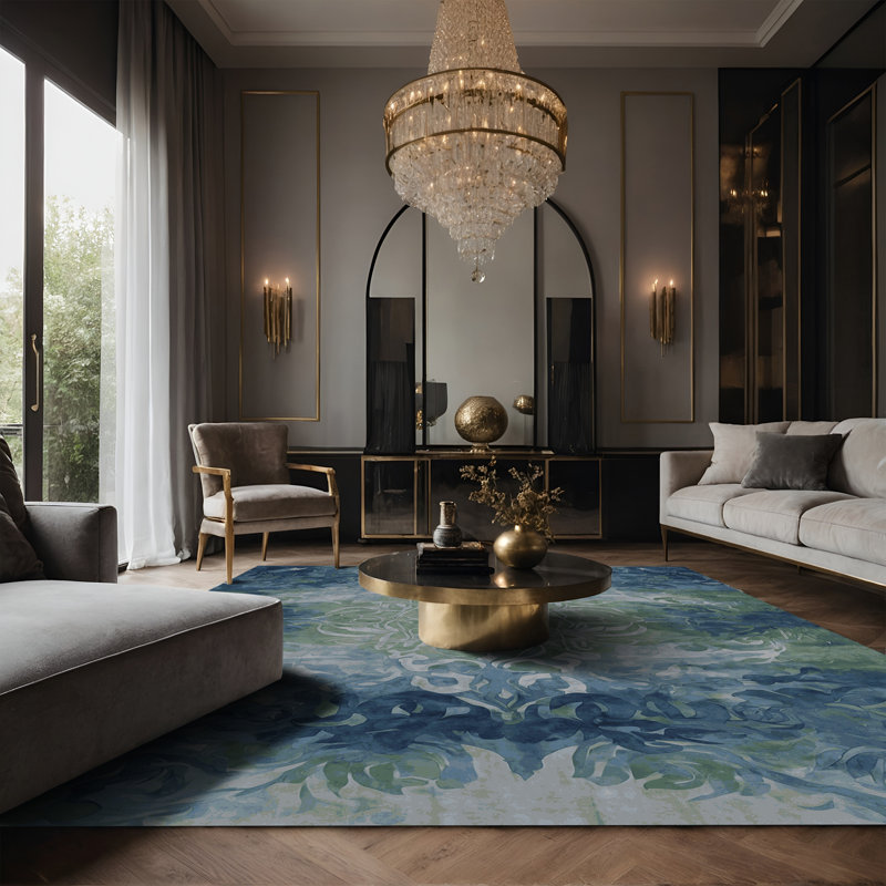 Tapis gris soyeux et moelleux, Rectangle 8 pi x 10 pi