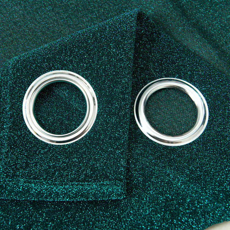 Paire de rideaux semi-transparents avec œillets Stardust, Bleu sarcelle