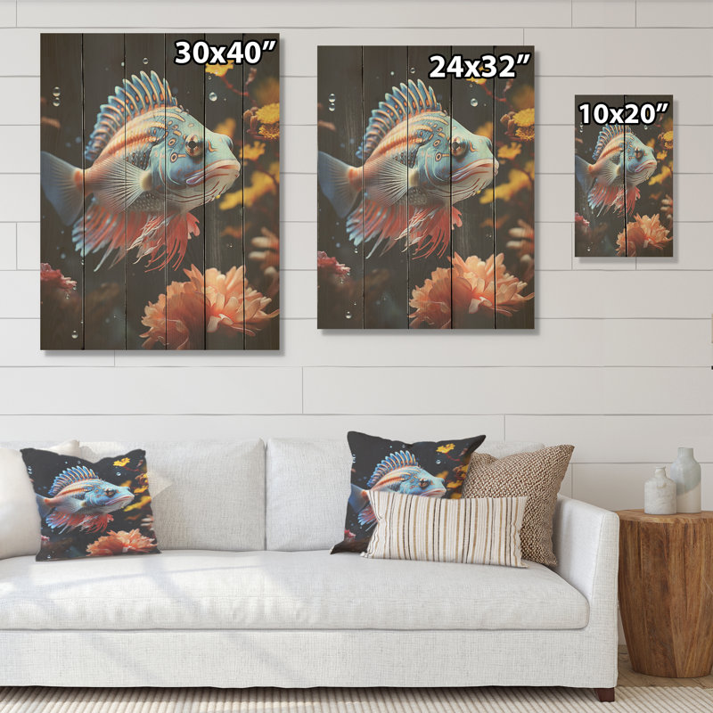 Coraux, papillon, cuivre et cobalt, H 40 po x l 30 po
