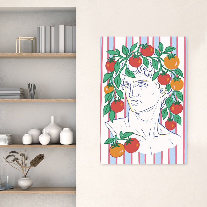 Art mural fantaisiste avec buste de tomate, 48" H x 32" W