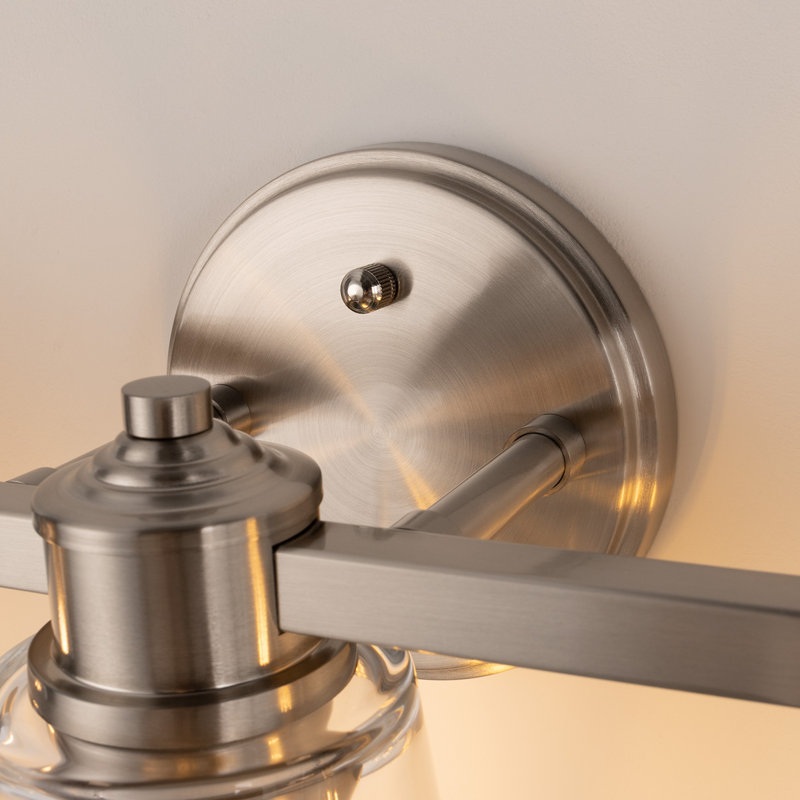 Luminaires de salle de bain 3 lumières en nickel brossé avec abat-jour en verre transparent en forme de cône