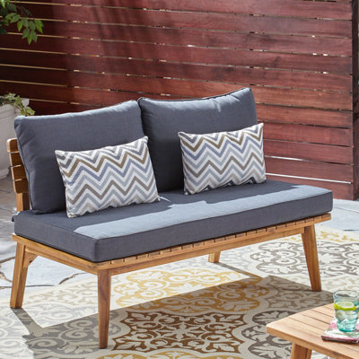 Extérieur moderne avec rembourrage gris et coussin de siège en tissu Mid-Century