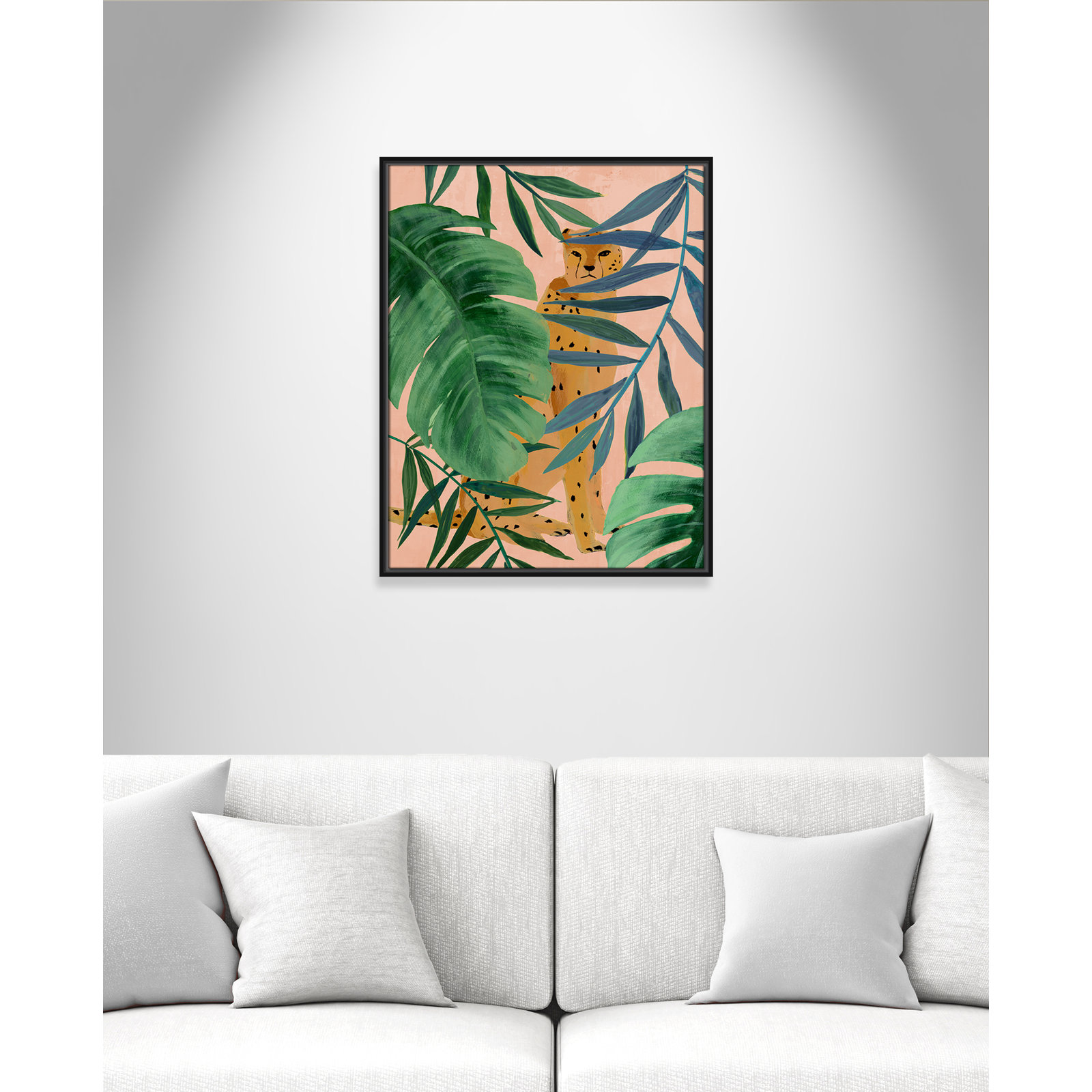 Allie "Silent Jungle" Painting by Isabelle Z, 29.5" H x 23.5" W x 2" D, Black Framed Canvas