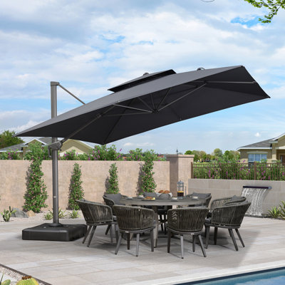 Grand parasol carré d'extérieur carré 12 pi x 12 pi, gris