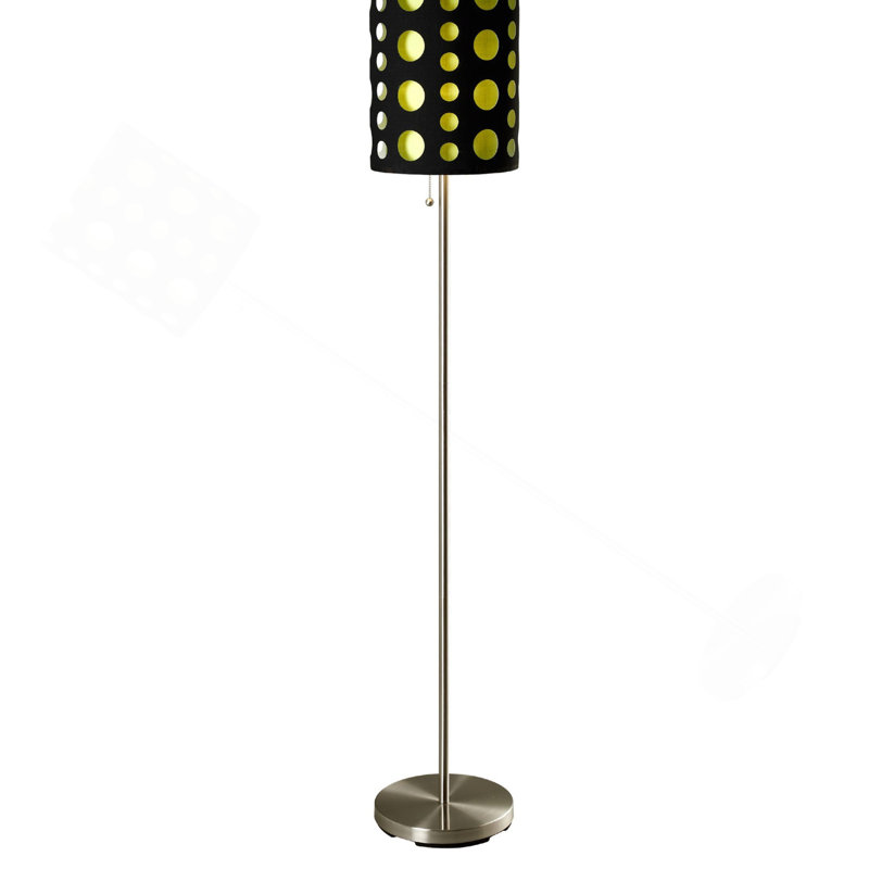 66" Tall Metal Floor Lamp, Retro Design With Black Shade, Black/Green