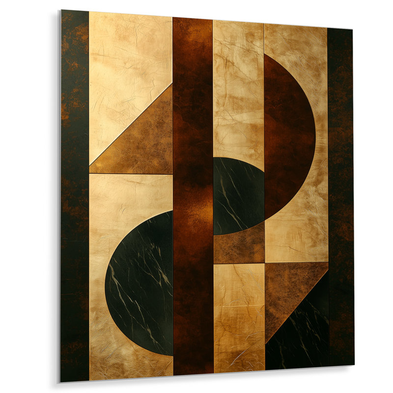 Geometric Walnut Essential Forms IV - Modern Metal Art Print, Modern Metal Wall Decor, H 40 po x l 30 po