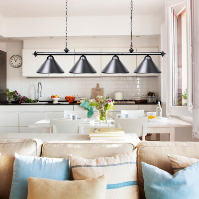 Boonton 4 - Light Satin Black Pool Table Lights Pendant