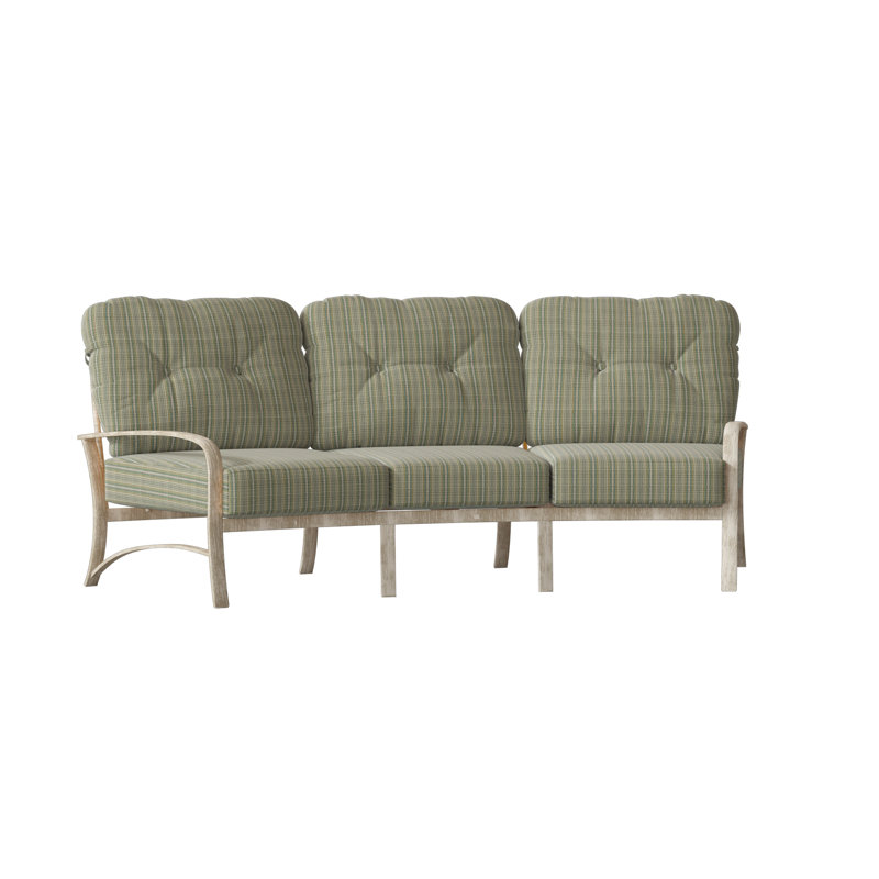 Fremont Outdoor 3 - Seat Patio Sofa, Weathered White, Spectrum Denim Sunbrella® Plainweave