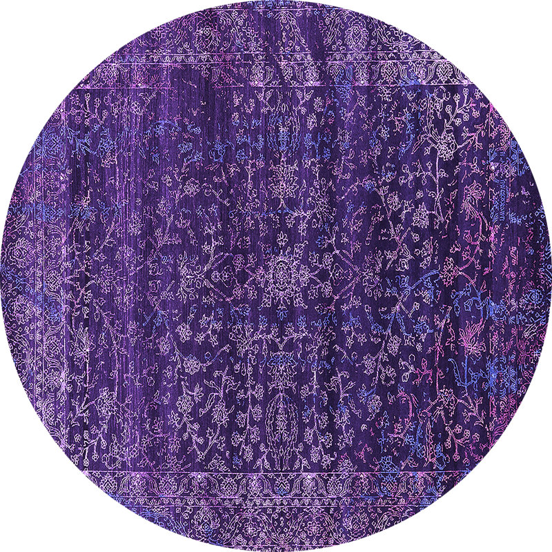 Tapis mauve Mid-Century 2567, Rond 7 pi
