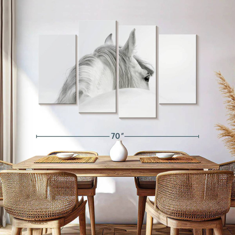 Exquisite White Horse, 42" H x 68" W
