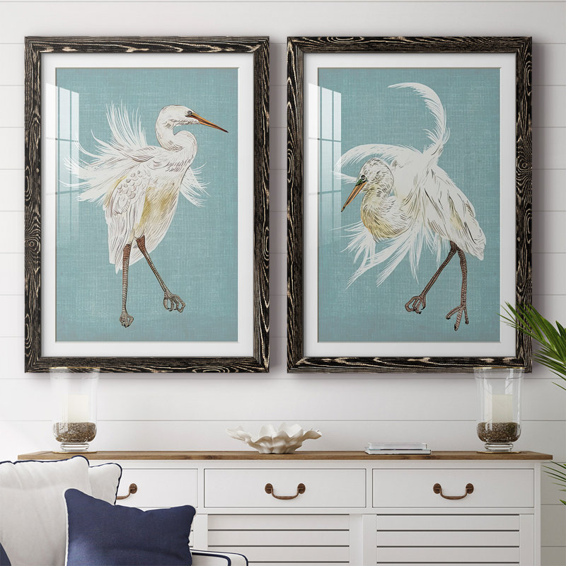 «Heron Plumage III», reproduction de photo sur toile 2 pièces, H 27,5 po x l 75 po x P 1,5 po, Noir