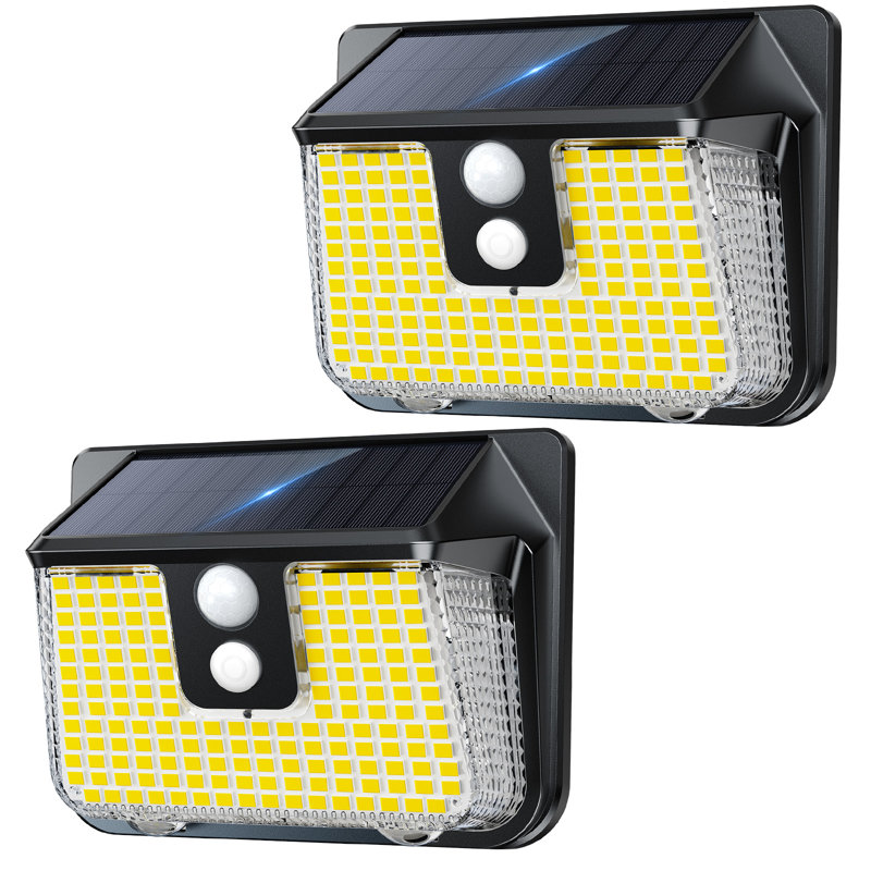 Solar Motion Sensor Outdoor Wall Light, High Brightness LED Security Flood Light with 4 Lighting Modes, Dusk to Dawn Auto On, Waterproof Solar Powered Exterior Light for Garage, Driveway, Garden & Front Yard