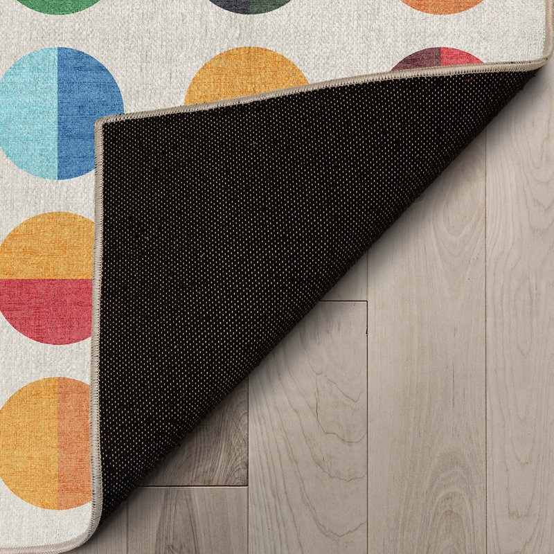 Tapis lavable à pois multicolore pour enfants Well Woven, Rectangle 5 pi 3 po x 7 pi 3 po