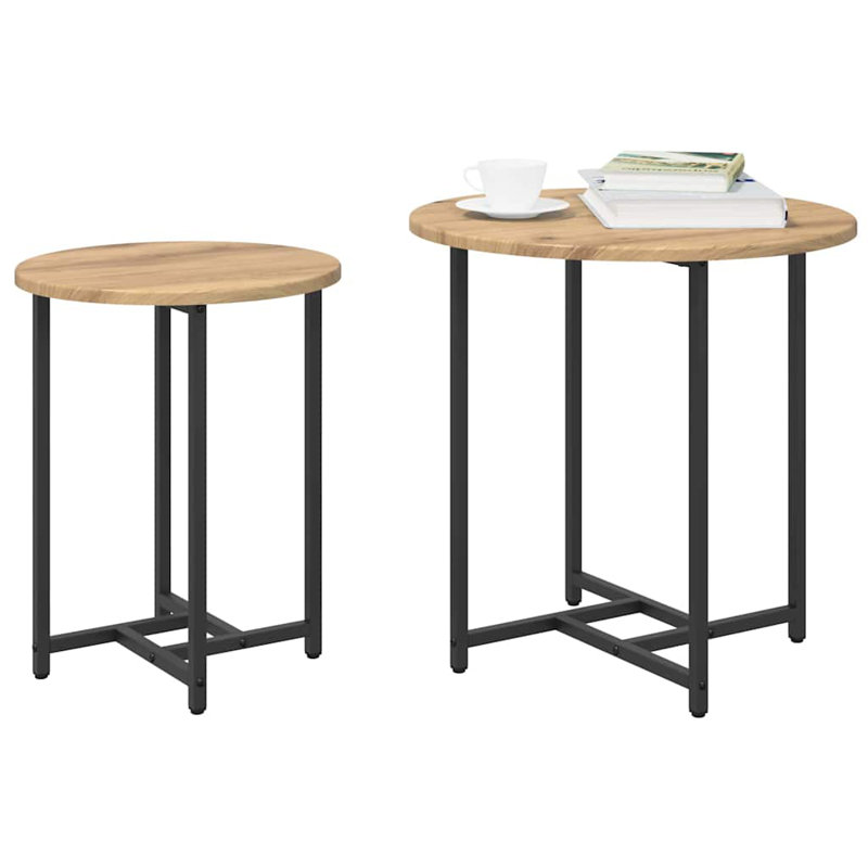  Side Table Set 2 Pcs Black Oak 50 X 50 X 50 Cm, Artisan Oak