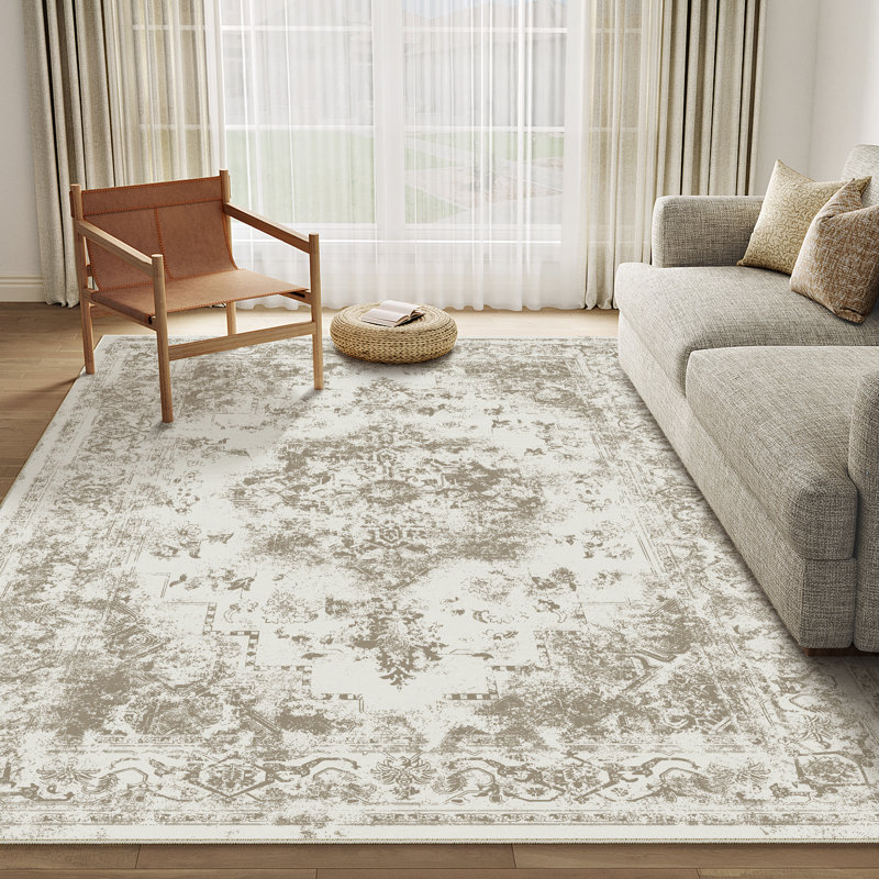  Elegant Modern Machine Woven Area Rug in Brown, Rectangle 5' x 7'