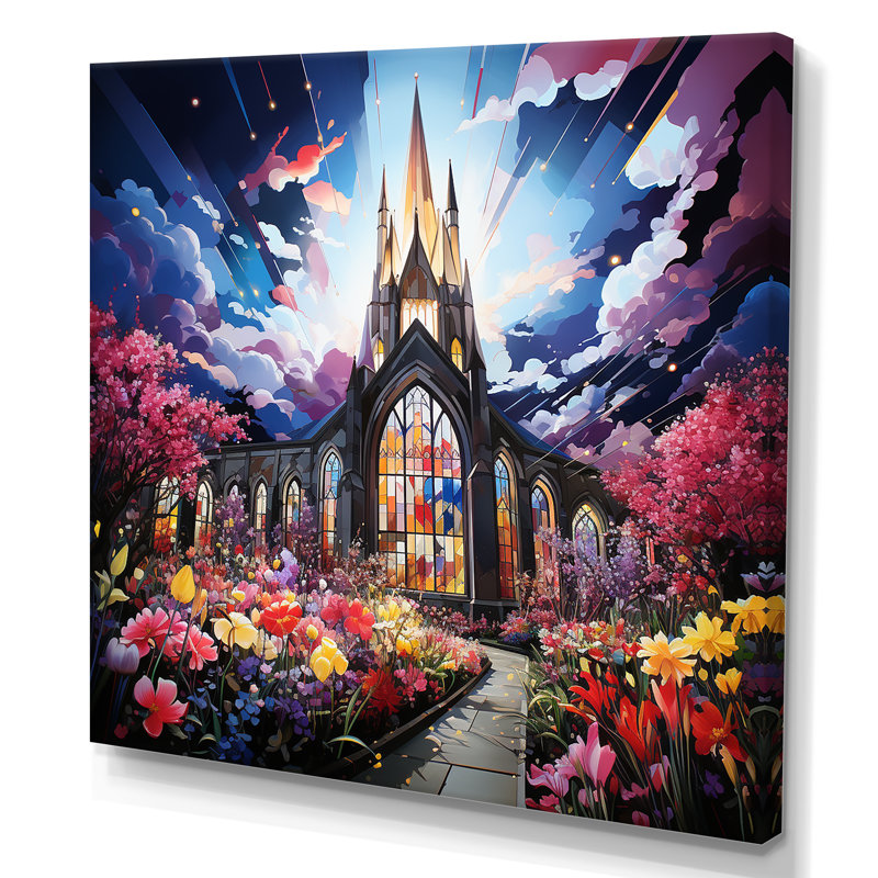 «Blue Expressive Illumination Church», art mural Église, Toile tendue, H 16 po x l 16 po x P 1 po