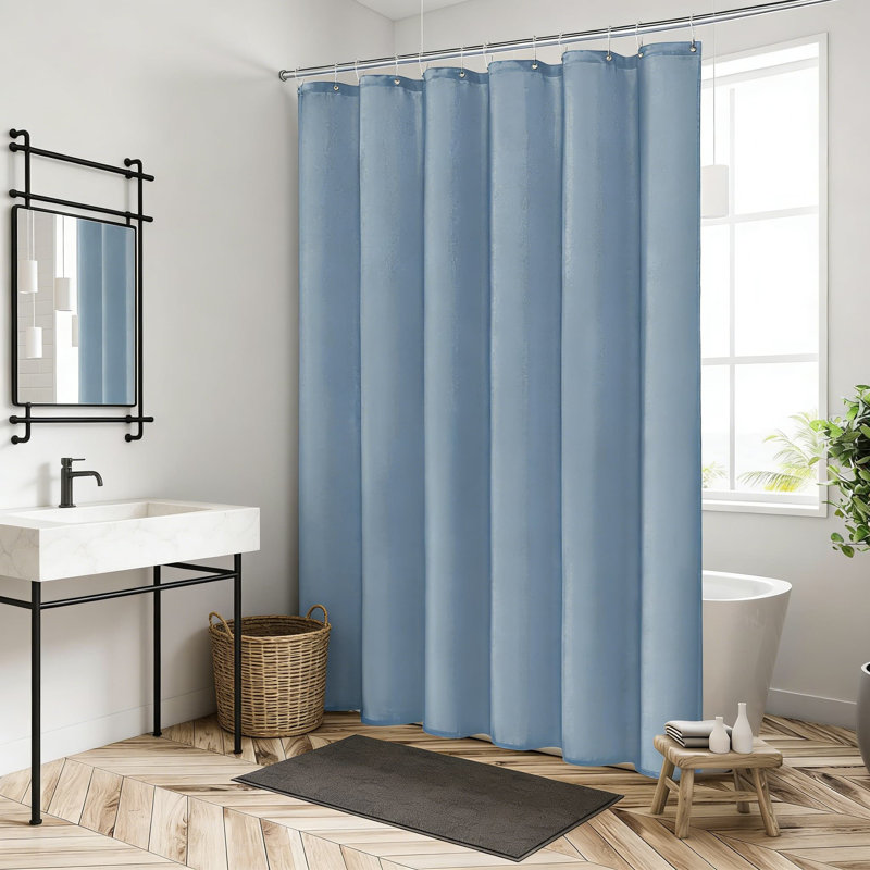 Premium Waterproof Fabric Shower Curtain Liner For Modern Bathroom Decor, Machine Washable With Reinforced Header And Rustproof Grommets