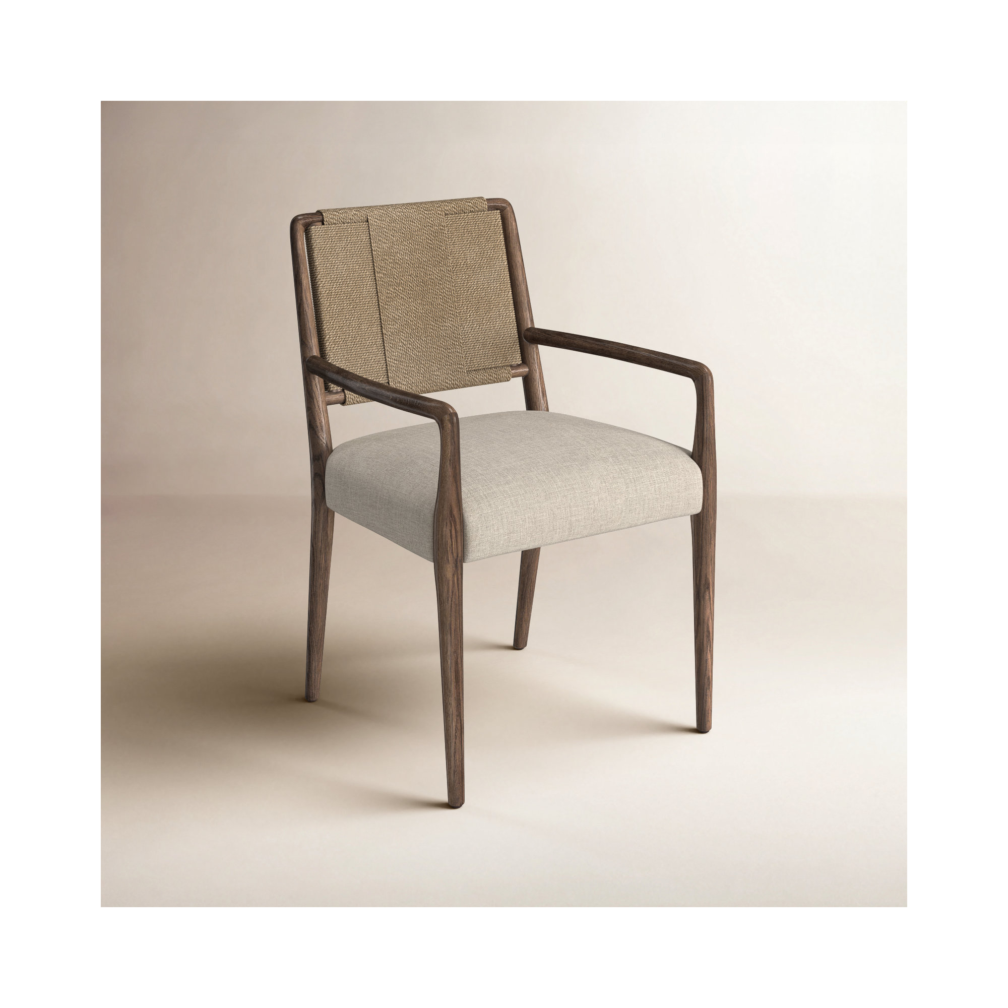 Betha Polyester Blend Armchair Dining Chair, Alcala Wheat, Tan Ash