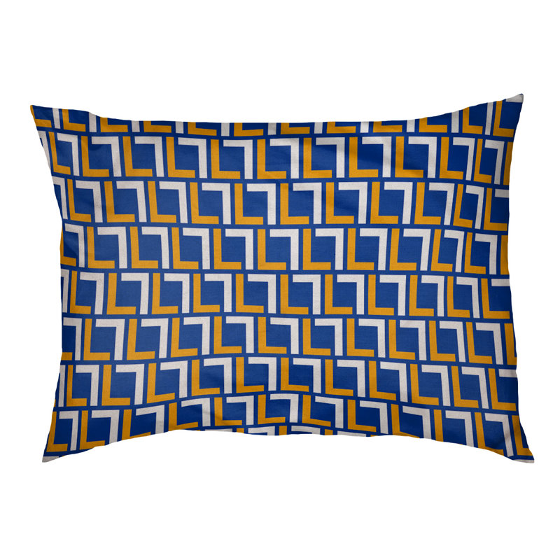 Coussin d'extérieur pour chien Tuileries, Petit (l 28 po x P 18 po x H 4 po), Bleu / Or / Blanc