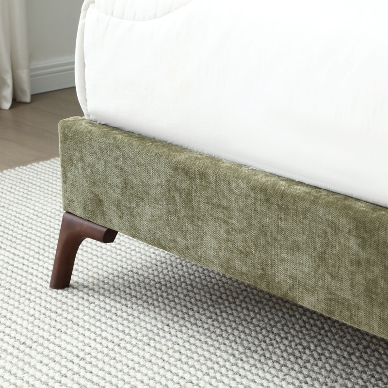 CARMER UPHOLSTERED BED FRAME SUPER KING OLIVE