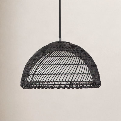 Verbana Single Light Rattan Steel Pendant