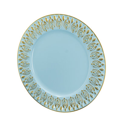 Ensemble de 4 assiettes en plastique D14 "- bleu / or