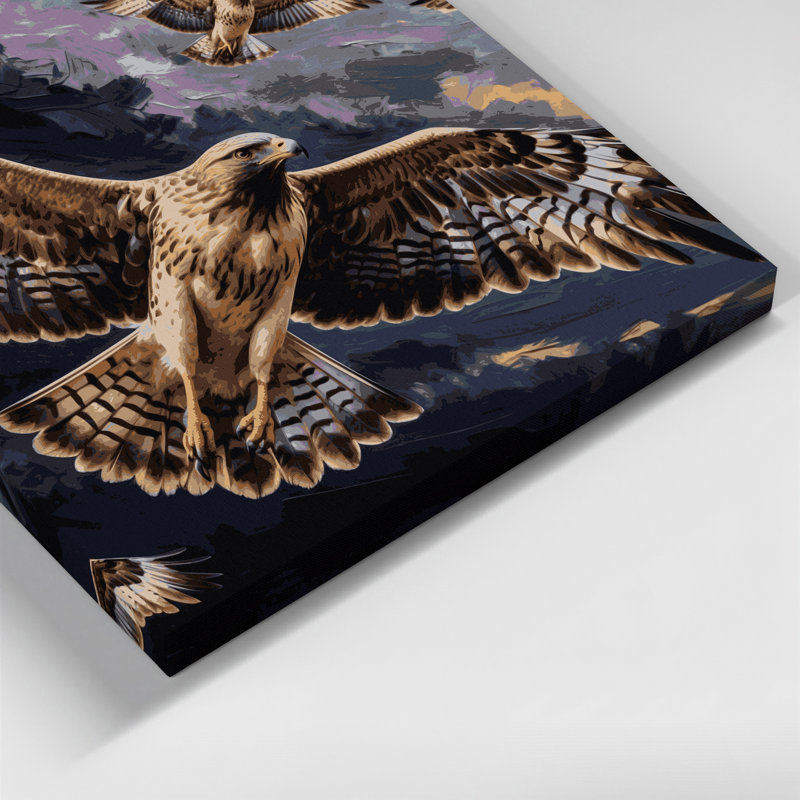 «Birds Common Buzzard», art mural sur toile mauve, H 16 po x l 20 po