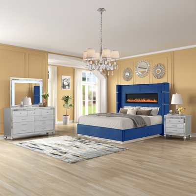 Ashray Upholstered Wingback 4 Piece Bedroom Set