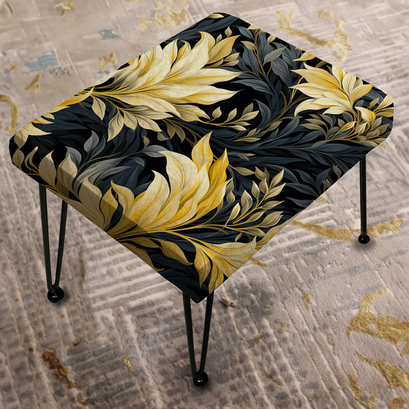 Motif de plantes tropicales jaunes et bleues I - repose-pieds rectangulaire tropical