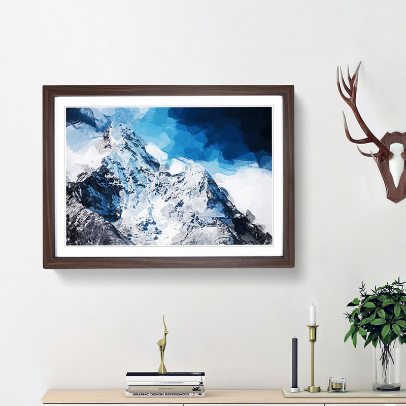 Mount Everest in Abstract - Picture Frame Graphic Art Print, Walnut Framed, 27cm H x 36cm W x 2cm D